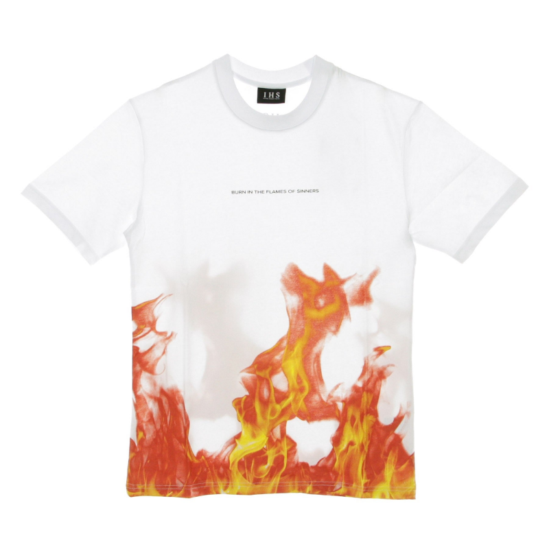 Herren T-Shirt Flames WeiB