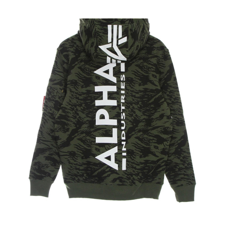 Herren-Hoodie mit Ruckenaufdruck, Camo, Pinselstrich-Grun