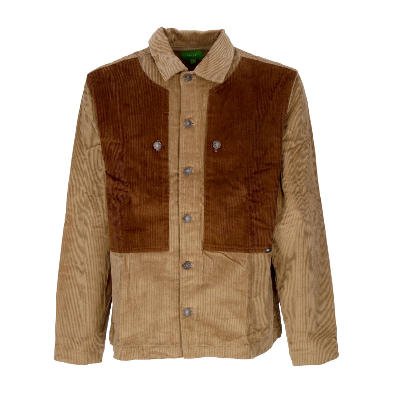 Herren Langarmhemd Navy Box Overshirt Khaki