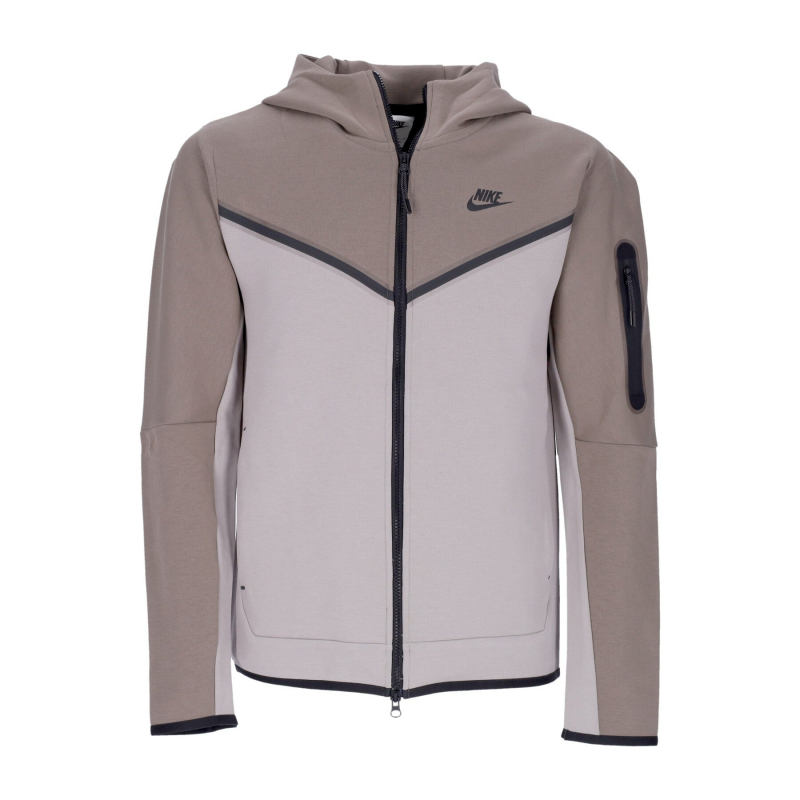 Leichtes Sweatshirt mit Kapuze mit ReiBverschluss fur Herren, Sportswear-Tech-Fleece-Hoodie mit durchgehendem ReiBverschluss, Olivgrau/Enigma Stone/Schwarz