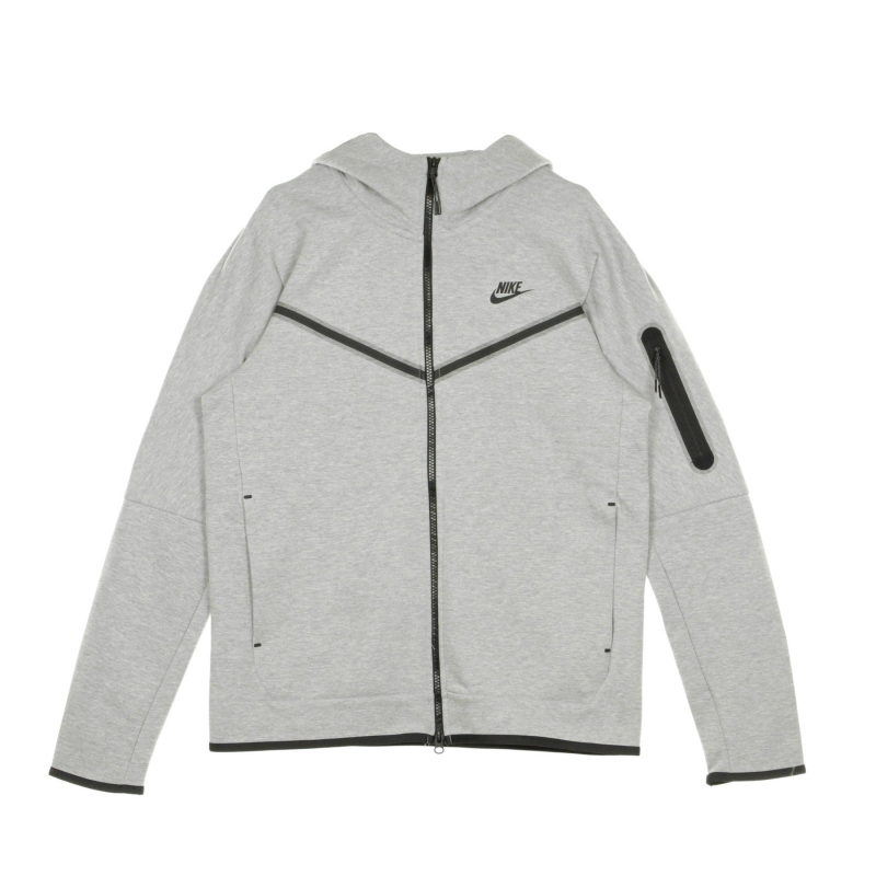 Leichtes Kapuzen-Sweatshirt mit ReiBverschluss, Sportswear-Tech-Fleece-Hoodie fur Herren, Dk Grey Heather/Schwarz