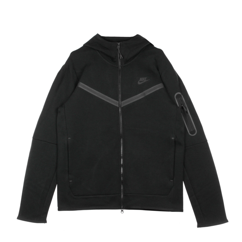 Leichtes Kapuzen-Sweatshirt mit ReiBverschluss, Herren-Sportbekleidungs-Tech-Fleece-Hoodie, Schwarz/Schwarz