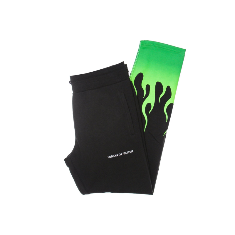 Leichte Herren-Trainingshose mit grun schattierten Flammen
