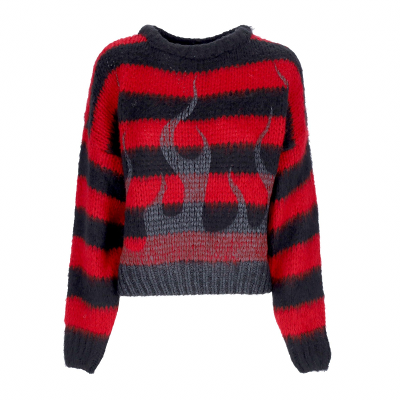 Pullover mit schwarzen Flammen, roter Damenpullover