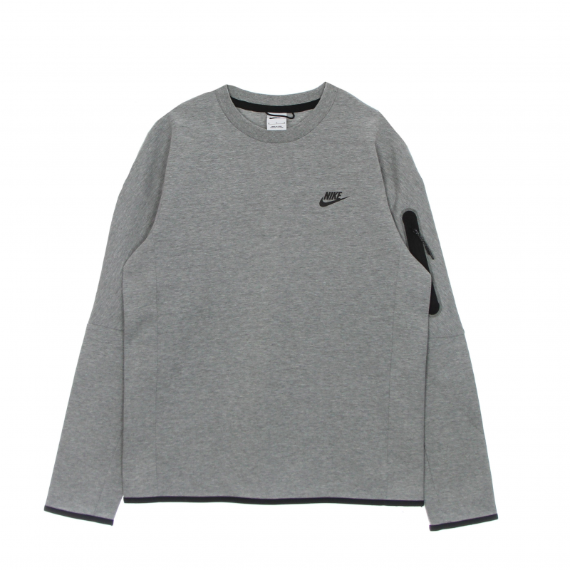 Leichtes Herren-Sweatshirt mit Rundhalsausschnitt, Sportswear Tech Fleece, Dk Grey Heather/Schwarz