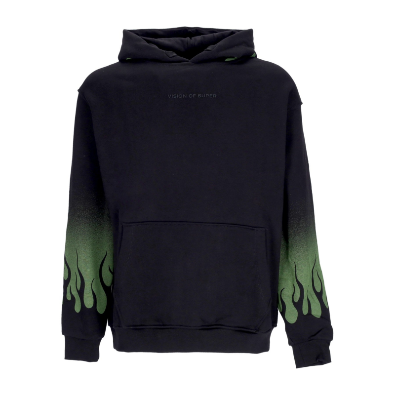 Negative Flames Hoodie Herren Kapuzenpullover Schwarz/Grun