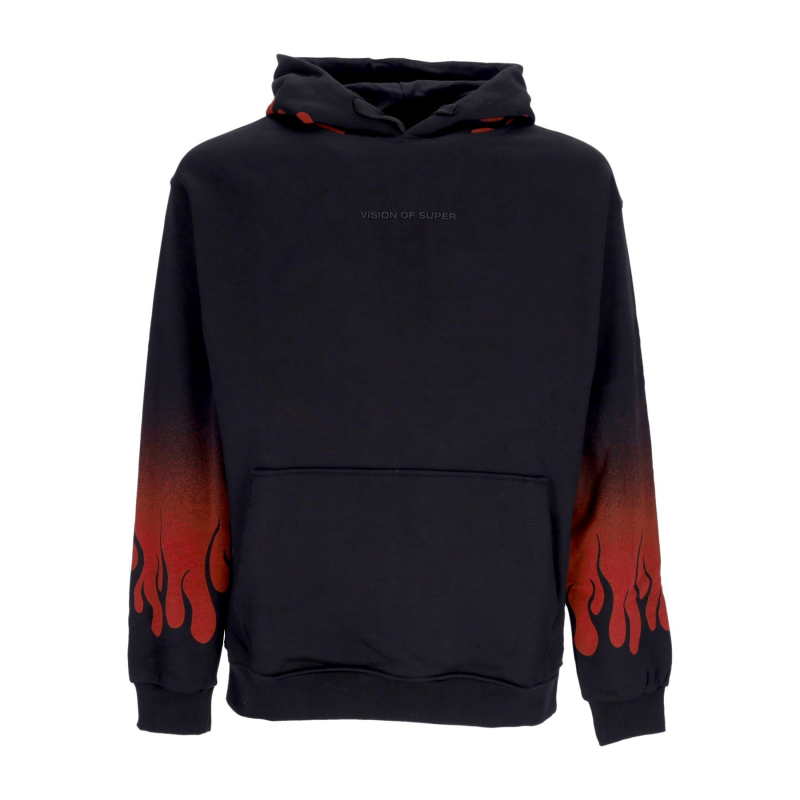 Negative Flames Hoodie Herren Kapuzenpullover Schwarz/Rot