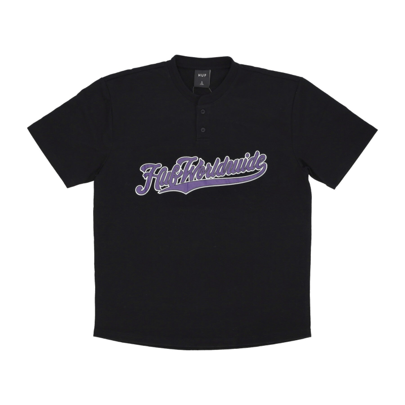 Harlan Herren-Baseball-Henley-Schwarz-T-Shirt