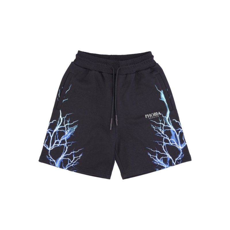 Kurze Trainingshose fur Herren, Lightning Shorts, Schwarz/Blau/Hellblau