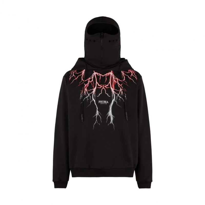 Leichter Herren-Hoodie Lightning Balaclava Hoodie Schwarz/Rot/Grau