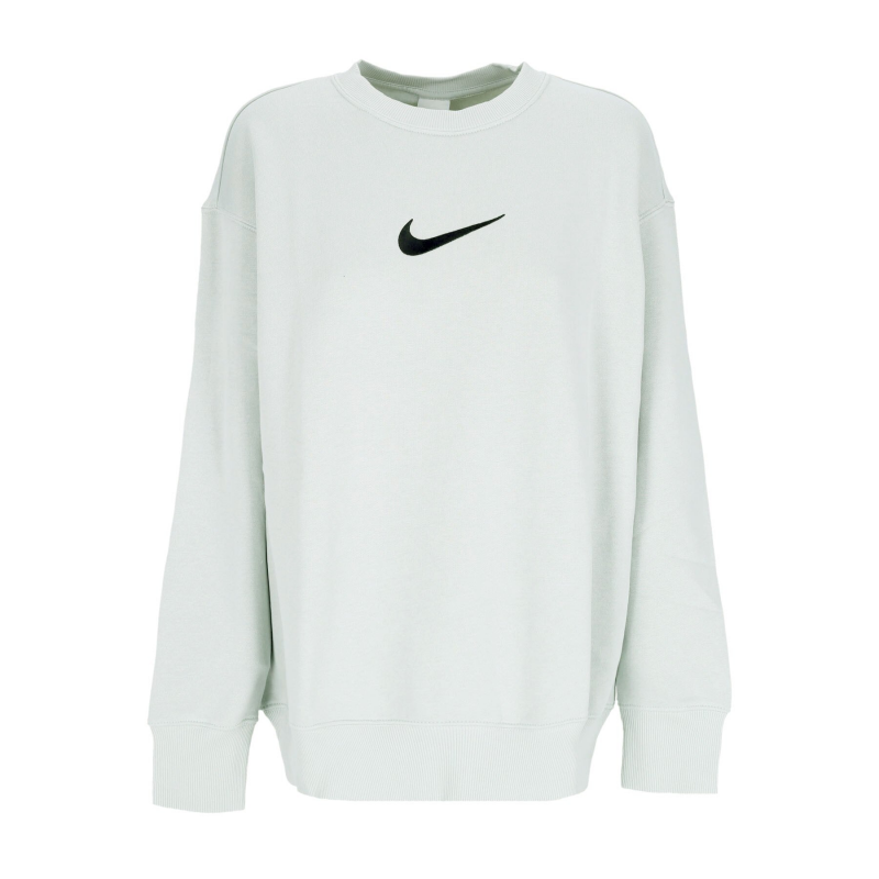 Damen-Sweatshirt mit Rundhalsausschnitt, Sportswear, ubergroBes Fleece, Rundhalsausschnitt, Hellsilber/Schwarz