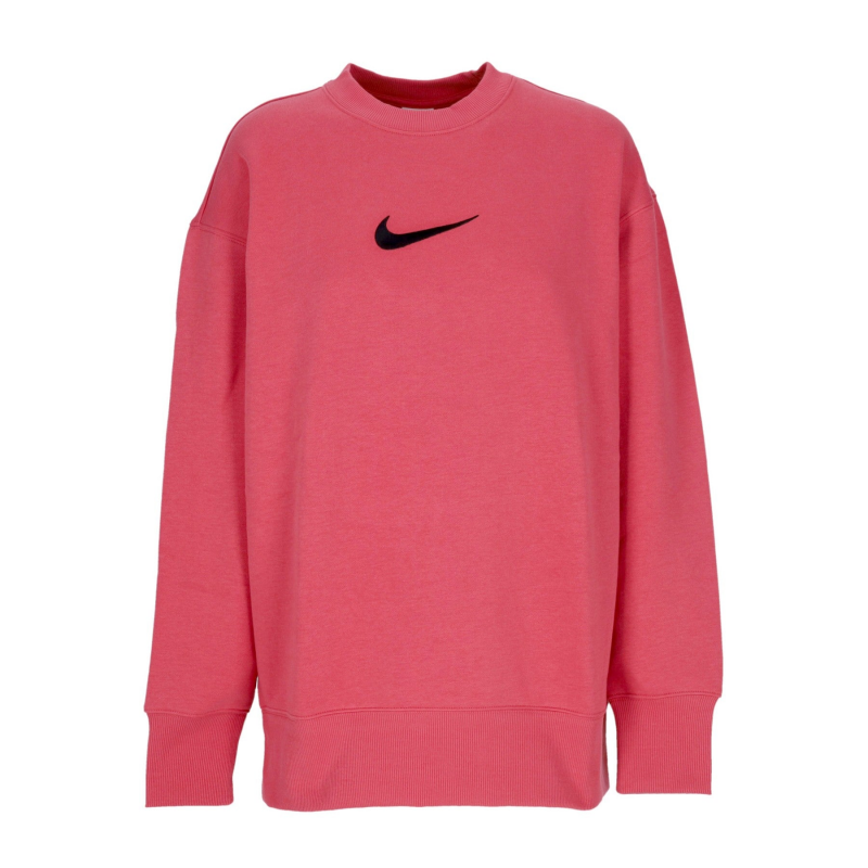 Damen-Sweatshirt mit Rundhalsausschnitt, Sportswear, ubergroBes Fleece, Rundhalsausschnitt, Adobe/Schwarz