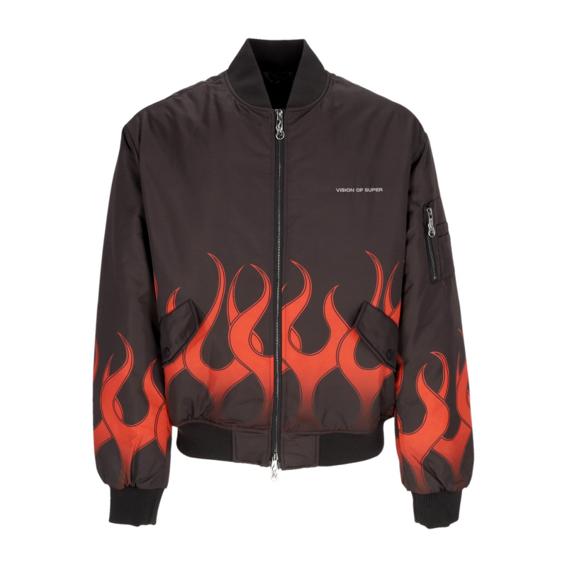 Flames Bomber Herren Bomberjacke Schwarz/Rot