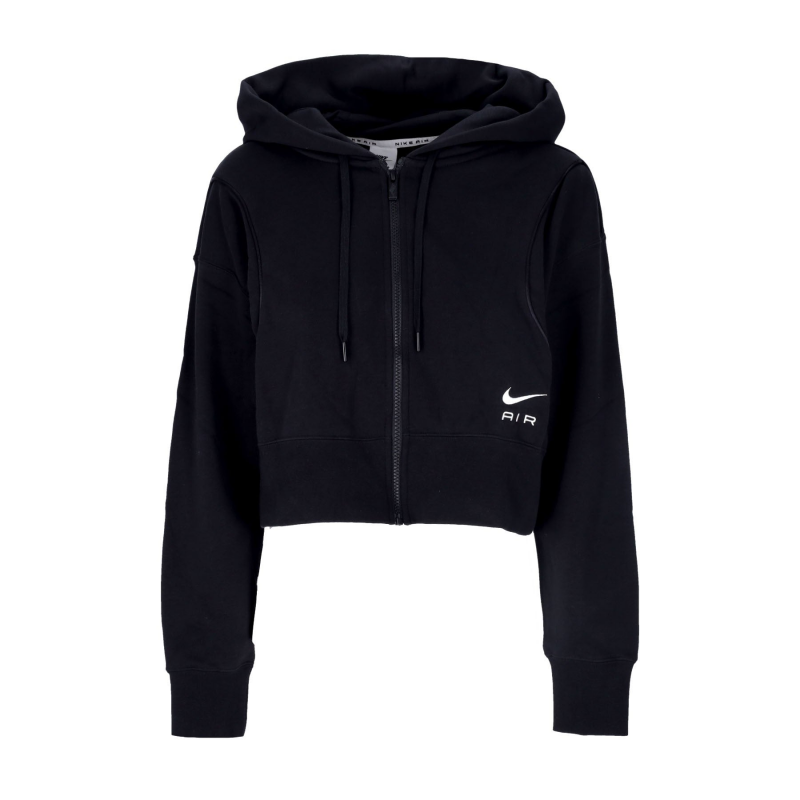 Damen-Kapuzenpullover mit ReiBverschluss, Sportswear Air Fleece, durchgehender ReiBverschluss, Schwarz/Schwarz/WeiB