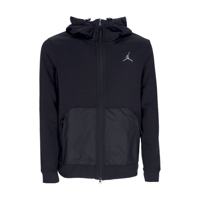 Leichter Herren-Kapuzenpullover mit ReiBverschluss, Dri-Fit Sport Statement-Fleece-Hoodie mit durchgehendem ReiBverschluss, Schwarz/Schwarz/reflektierendes Silber