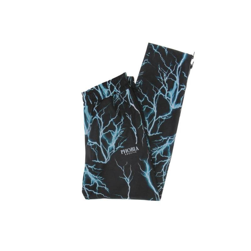 Herren-Trainingshose All Over Print Lightning Pants Schwarz/Hellblau