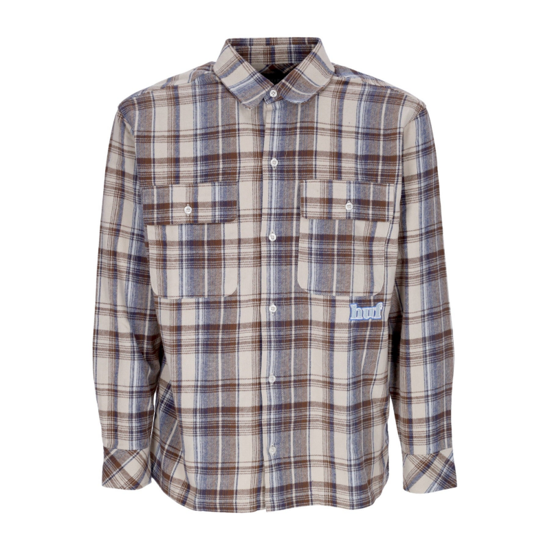 Banks Herren-Flanellhemd mit langen Armeln, Creme