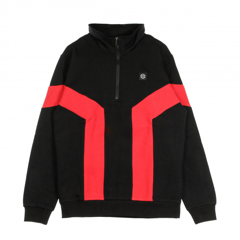 Gravity Half Zip Herren-Sweatshirt mit Stehkragen Schwarz/Rot