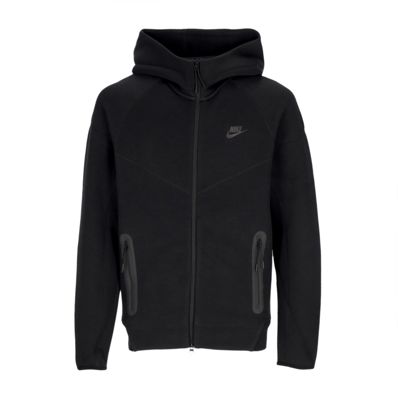 Leichtes Herren-Sweatshirt mit Kapuze und ReiBverschluss, Tech-Fleece-Windrunner-Hoodie mit durchgehendem ReiBverschluss, Schwarz/Schwarz
