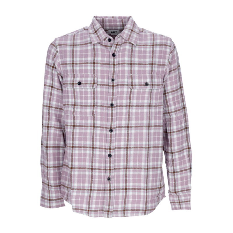 Cole Woven Herren-Langarmshirt L/S Lilac Chalk Multi