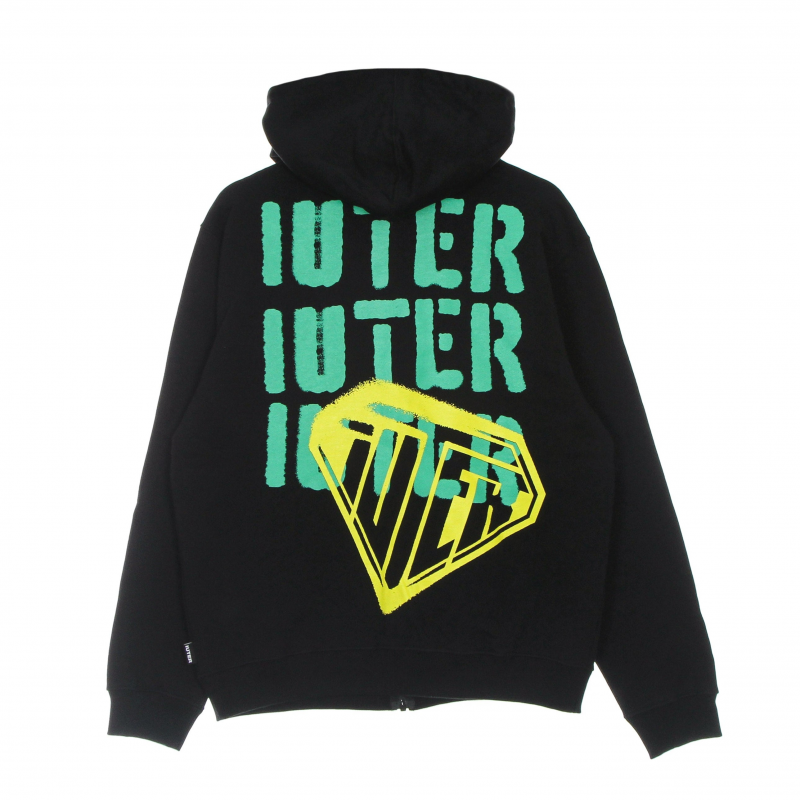 Leichtes Herren-Sweatshirt mit Kapuze mit ReiBverschluss, Schablonen-Kapuzenpullover mit ReiBverschluss, Schwarz