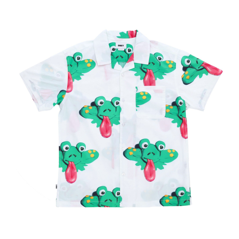 Frogman Woven Herren Kurzarmhemd S WeiB Multi