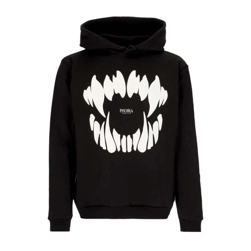 Leichtes Herren-Kapuzenpullover mit Mund-Print, Schwarz/WeiB