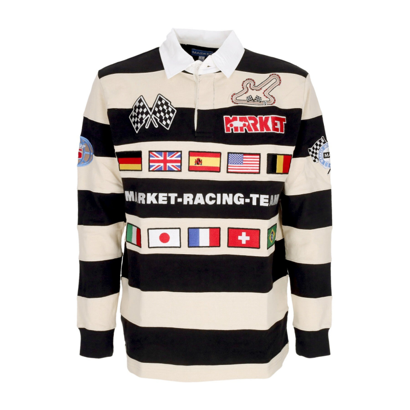Herren-Langarm-Polo-Grand-Prix-Rugby-Shirt, Creme