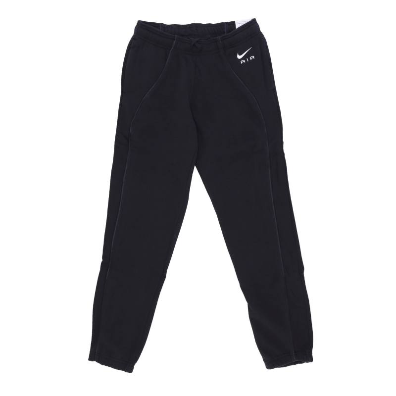 Fleece-Trainingshose fur Damen, Sportswear Air Fleece, mittelhohe Jogginghose, Schwarz/Schwarz/WeiB
