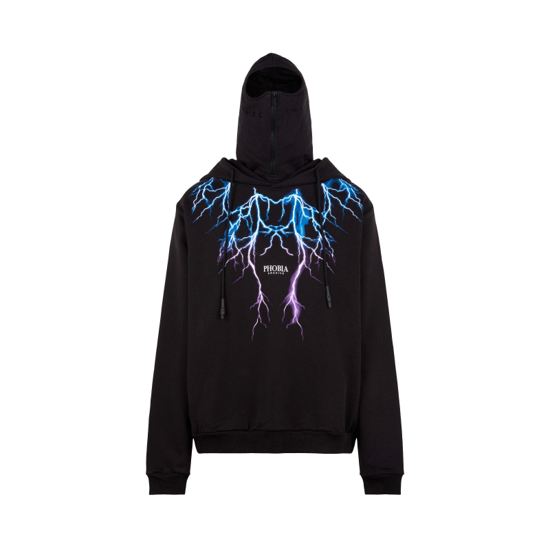 Leichter Herren-Hoodie Lightning Balaclava Hoodie Schwarz/Blau/Lila