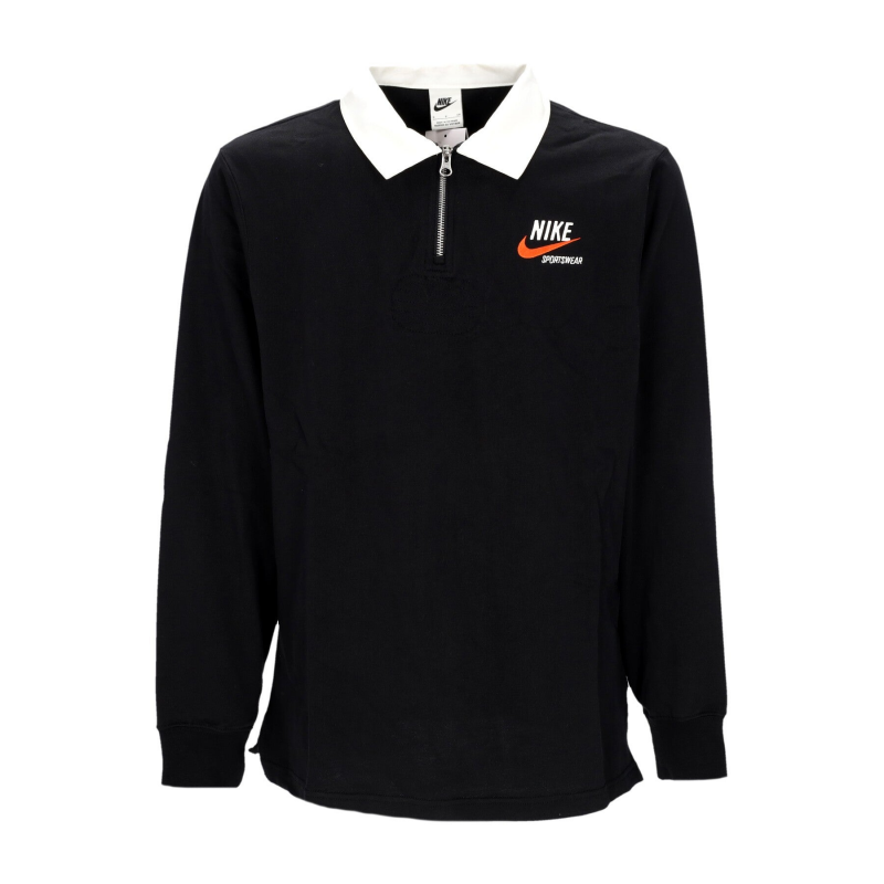 Langarm-Poloshirt fur Herren, Sportswear Trend, Rugby-Oberteil, Schwarz/Sail