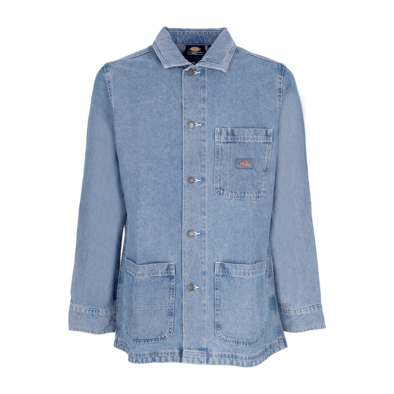 Arbeitsjacke fur Herren, Denim-Arbeitsmantel, helle Waschung