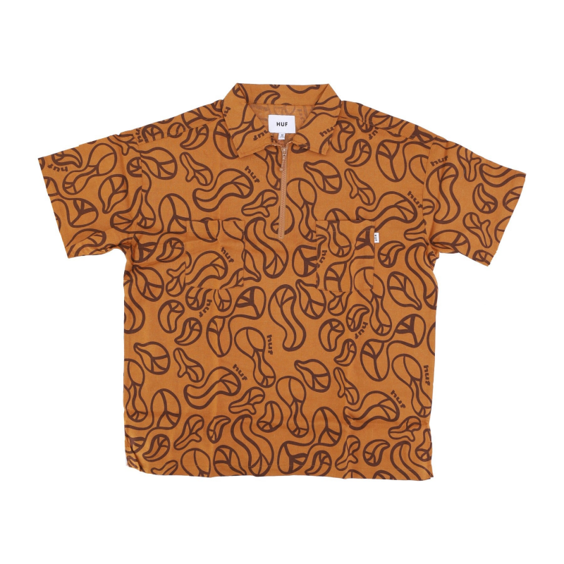 Damen-Kurzarmhemd „Groovy Zip Work Shirt“ in gebranntem Orange