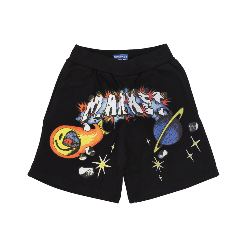 Herren Sweatshirt Kurze Trainingshose Smiley Conflicted Sweatshorts Schwarz