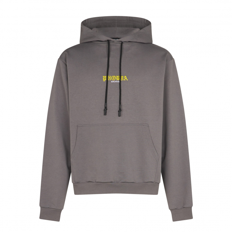 Leichtes Herren-Kapuzenpullover mit Totenkopf-Print, Grau