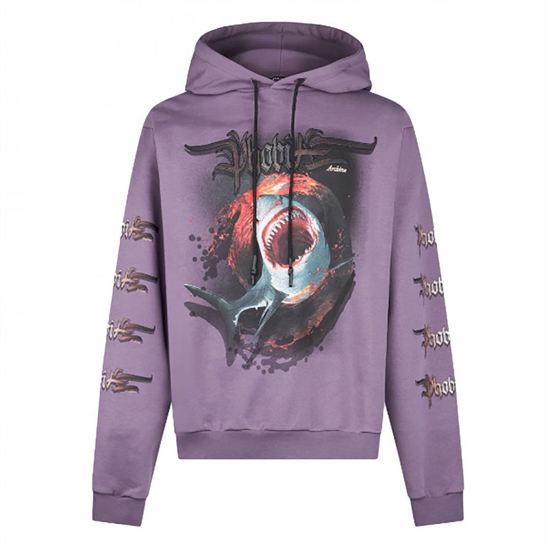 Shark Pprint Hoodie Lila Leichter Herren-Hoodie