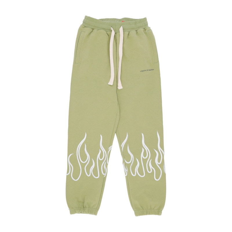 Leichte Herren-Trainingshose, Stickerei, Flammenhose, Grun