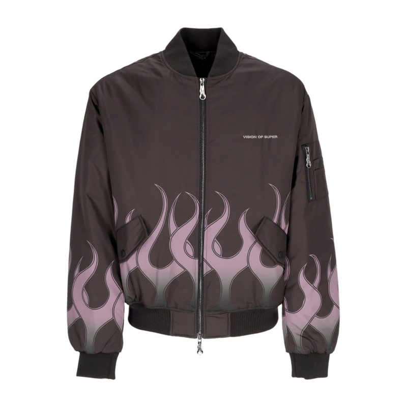 Flames Bomber Herren Bomberjacke Schwarz/Lila