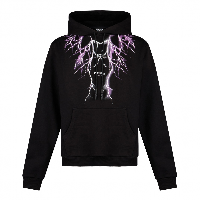 Leichter Herren-Hoodie Lightning Hoodie Schwarz/Lila/Grau