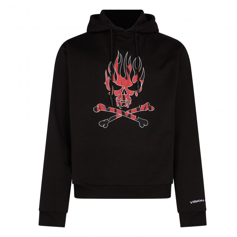 Leichter Herren-Kapuzenpullover mit Totenkopf-Print