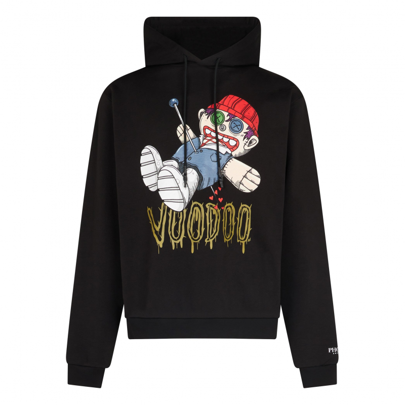 Leichtes Herren-Kapuzenpullover Tdc Voodoo Print Hoodie X Testa Di Chezzo Schwarz