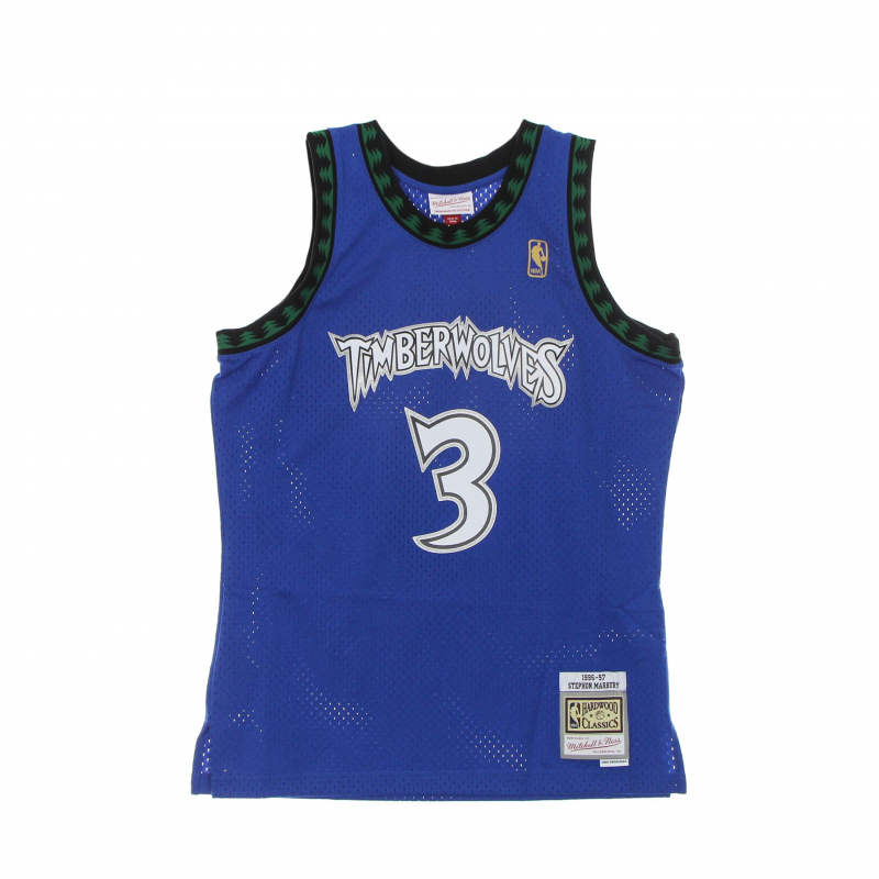 Herren-Basketball-Tanktop Nba Swingman Jersey Hardwood Classics Nr. 3 Stephon Marbury 1996–97 Mintim Blue