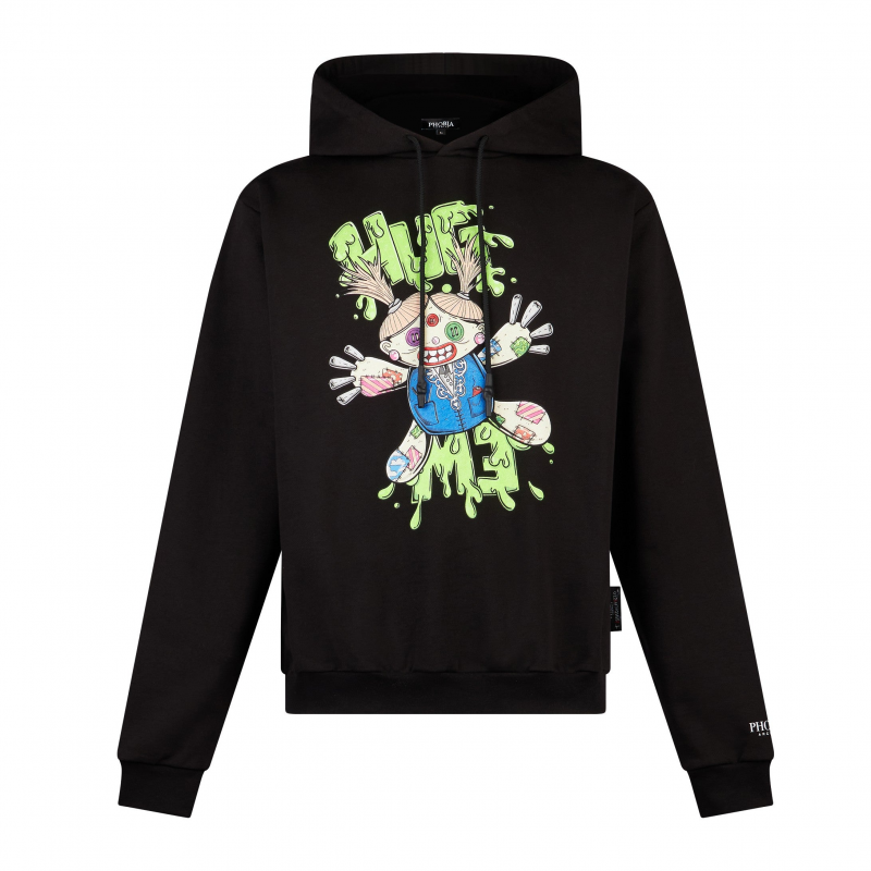 Leichtes Herren-Sweatshirt mit Kapuze Tdc Hug Print Hoodie X Testa Di Chezzo Schwarz