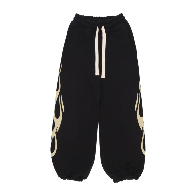 Leichte Trainingshose fur Damen, Flames-Hose, Schwarz/Offwhite
