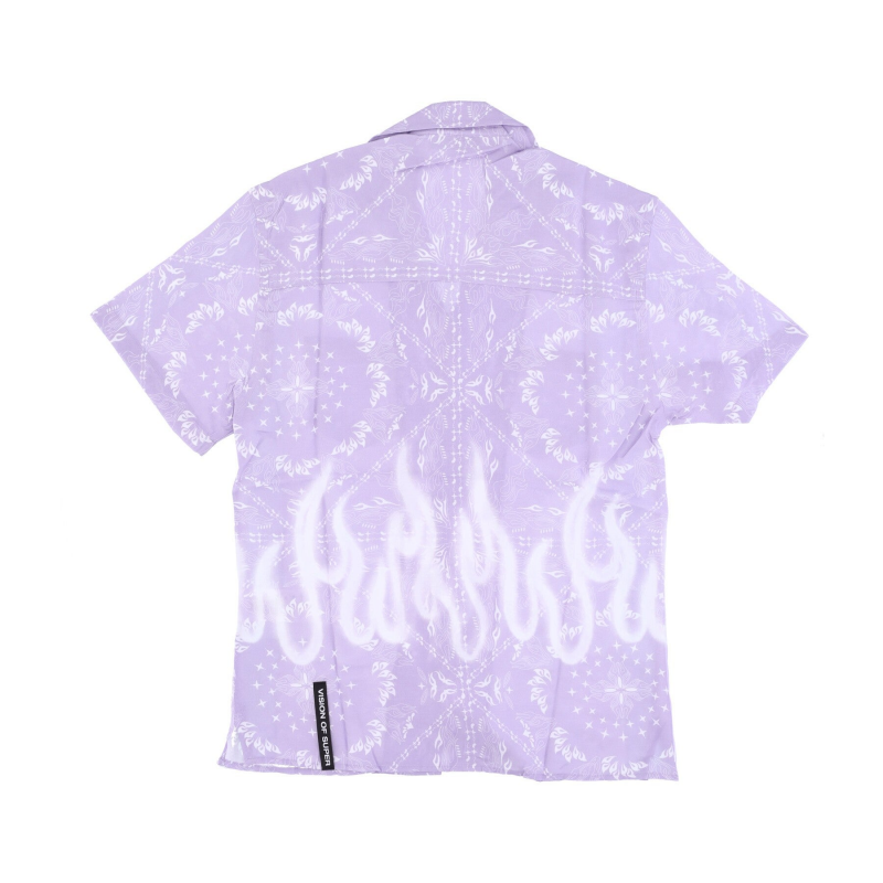 Herren Kurzarmhemd Spray Flames Bandana Shirt Flieder