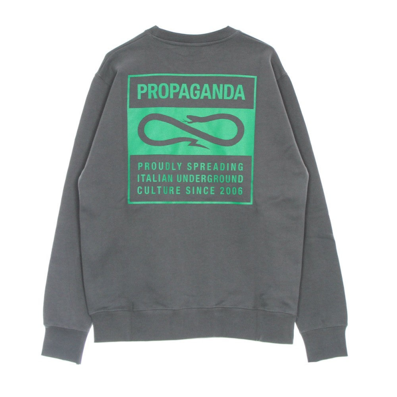 Leichtes Herren-Sweatshirt mit Rundhalsausschnitt Label Green Crewneck Grau/Grun