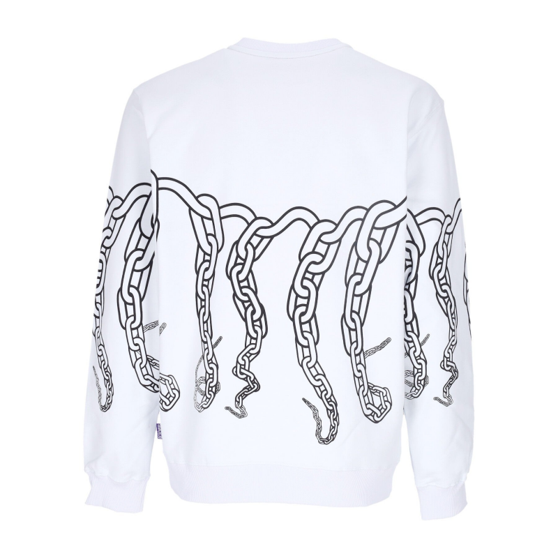 Leichtes Herren-Sweatshirt mit Rundhalsausschnitt, Chain Crewneck, WeiB