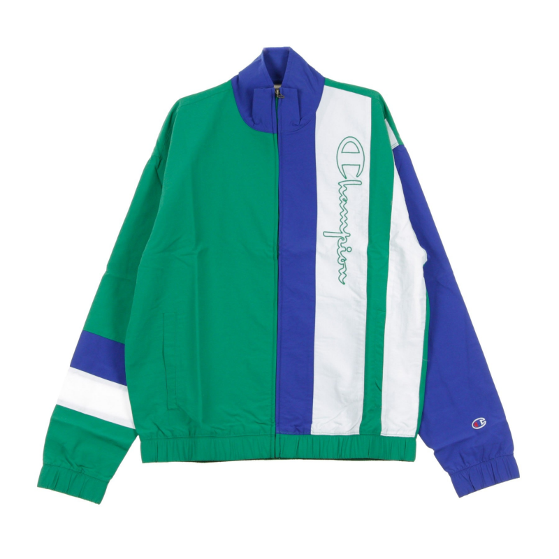 Herren-Windbreaker mit durchgehendem ReiBverschluss, Grun/Blau/WeiB