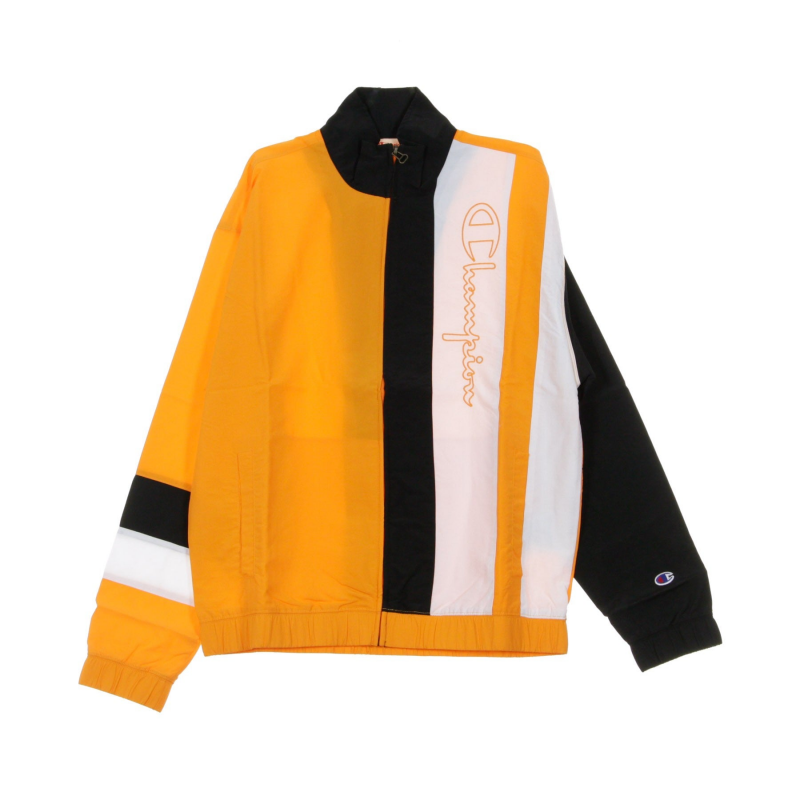 Herren-Windbreaker-Oberteil mit durchgehendem ReiBverschluss, Hellorange/Schwarz/WeiB