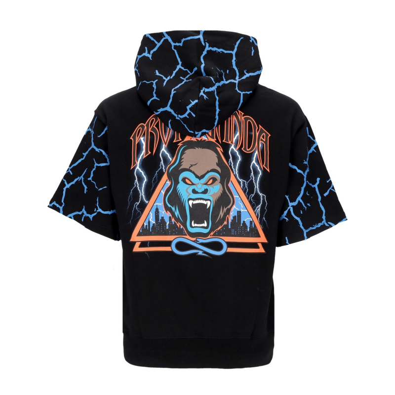 Leichtes Herren-Sweatshirt mit Kapuze und kurzen Armeln, Triangle Gorilla Short Hoodie, Schwarz